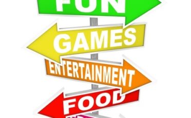 Speelgoed en entertainment symbolen voor kinderfeestje.